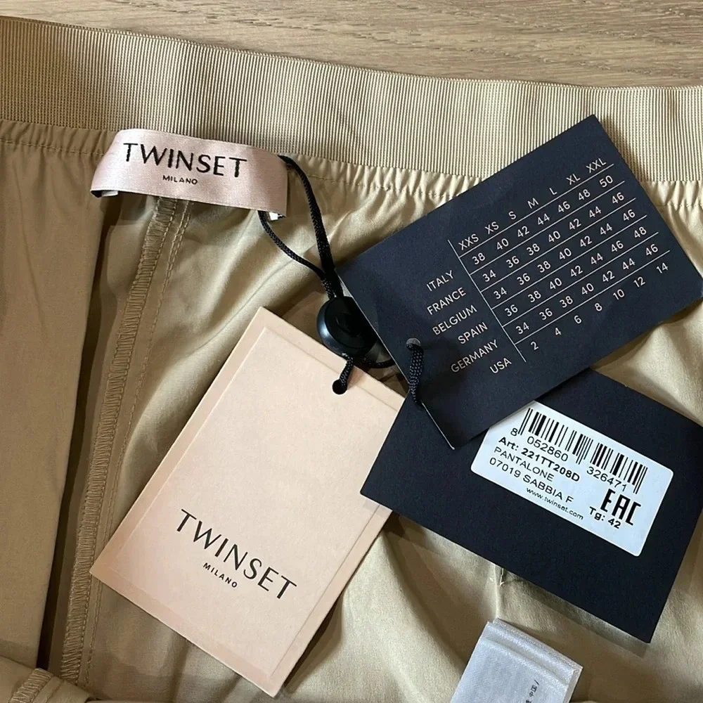 Twinset Milano Kakhi Casual Trousers Pants NWT Size 42, USA 6